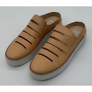 M4D3 Anthropologie Shoes Womens 9M Tan Leather Sydney Platform Slides Cutout